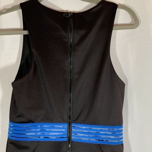 Topshop Black and Blue Stripe Zip-Up Back Mini Dress - Picture 5 of 7